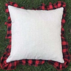 Red Plaid Burlap Pillow - Second East LLC