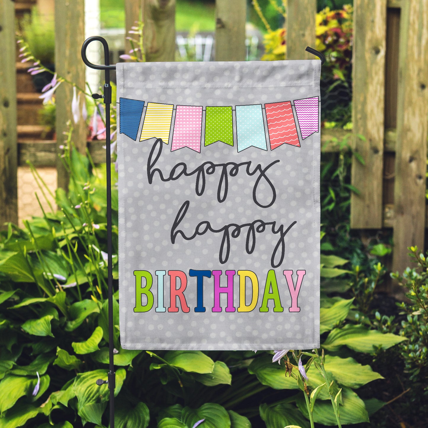 Happy Birthday Grey Garden Flag 12" x 18" - Double Sided - Second East