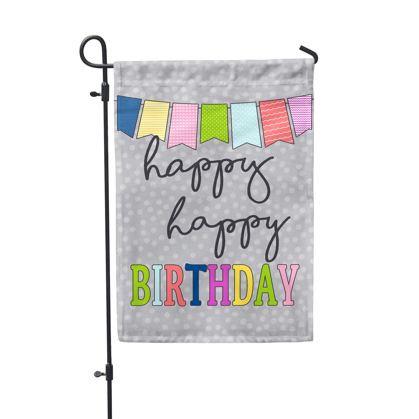 Happy Birthday Grey Garden Flag 12" x 18" - Double Sided - Second East