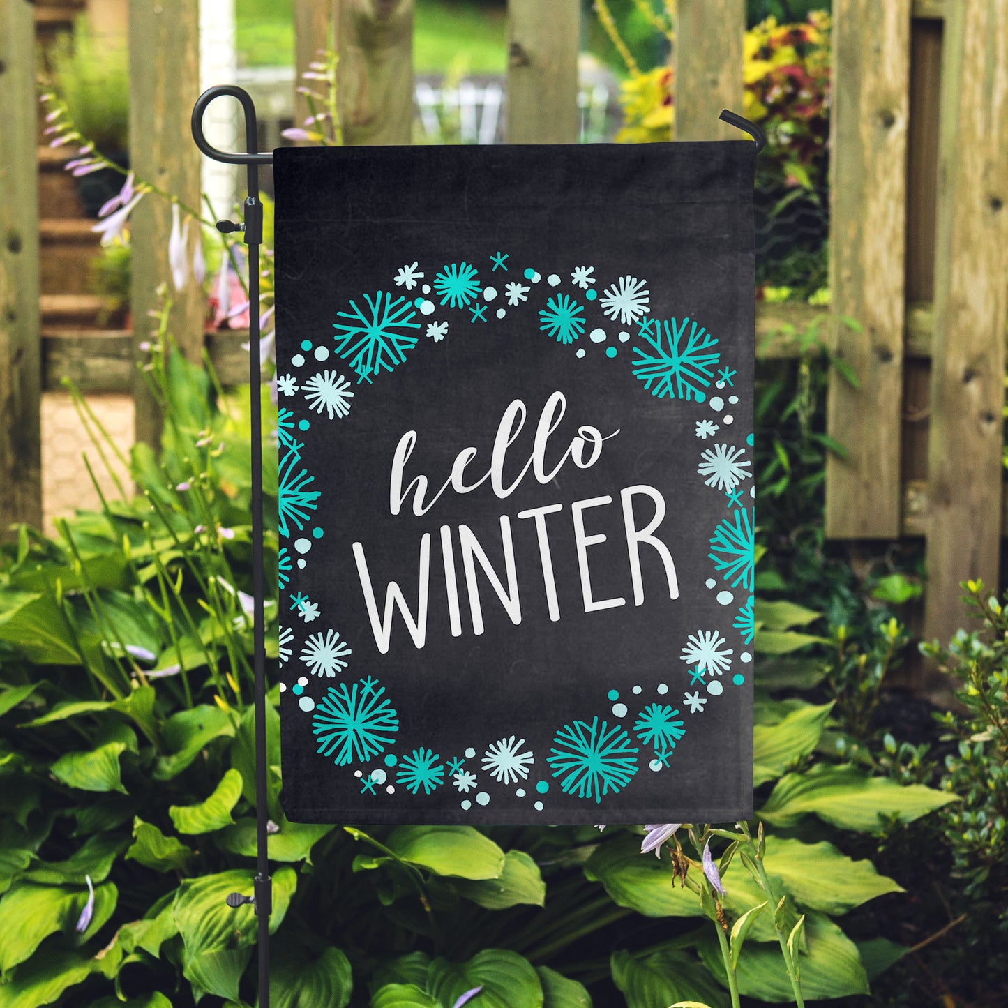 Hello Winter Chlk Garden Flag 12" x 18" - Double Sided - Second East