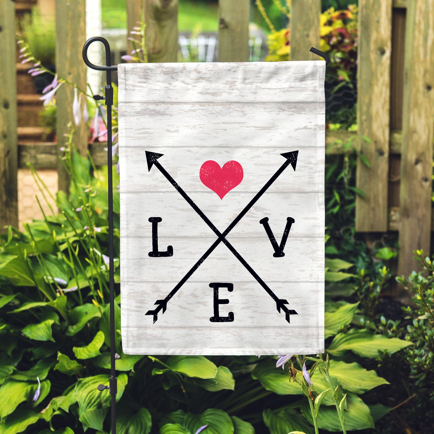 Love Arrows Garden Flag 12" x 18" - Double Sided - Second East