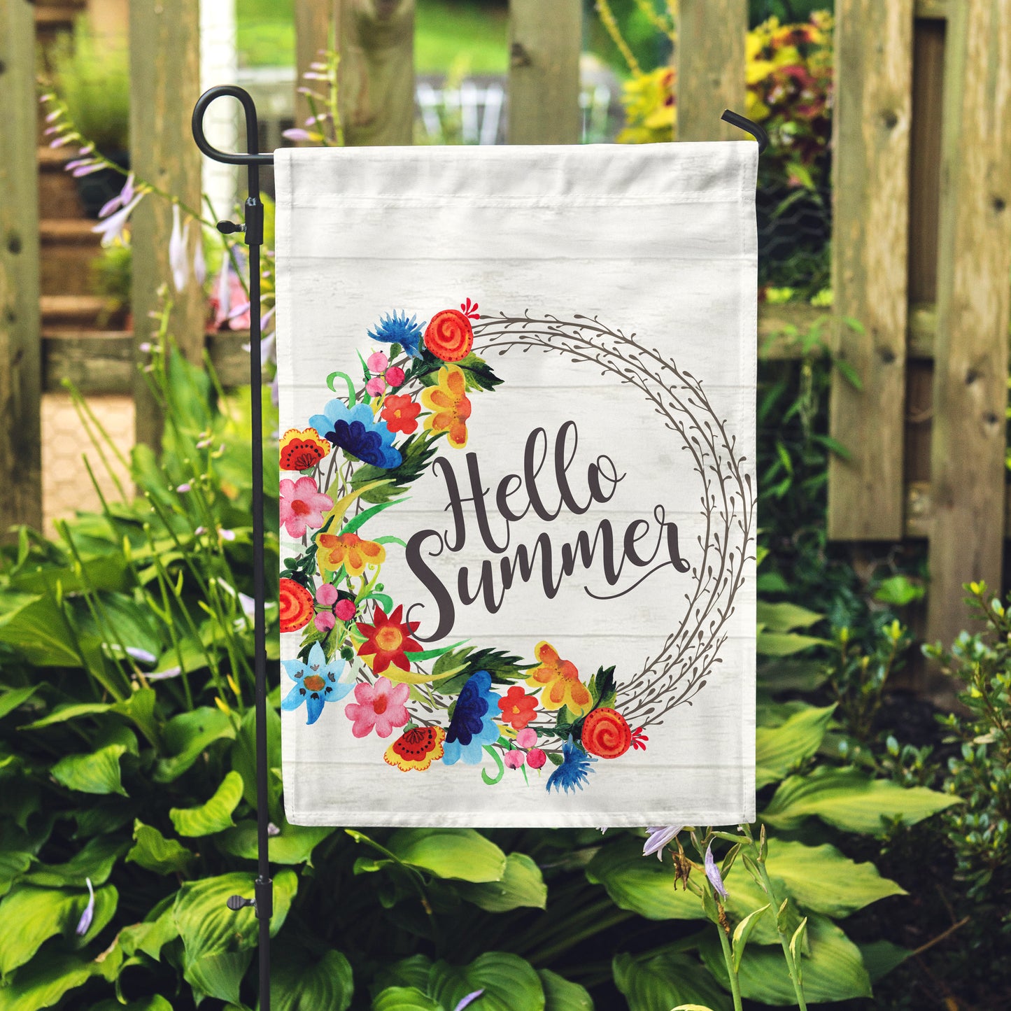 Hello Summer White Garden Flag 12" x 18" - Second East