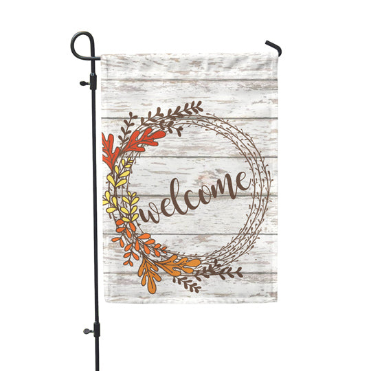 Welcome Rustic Wreath Garden Flag - Second East