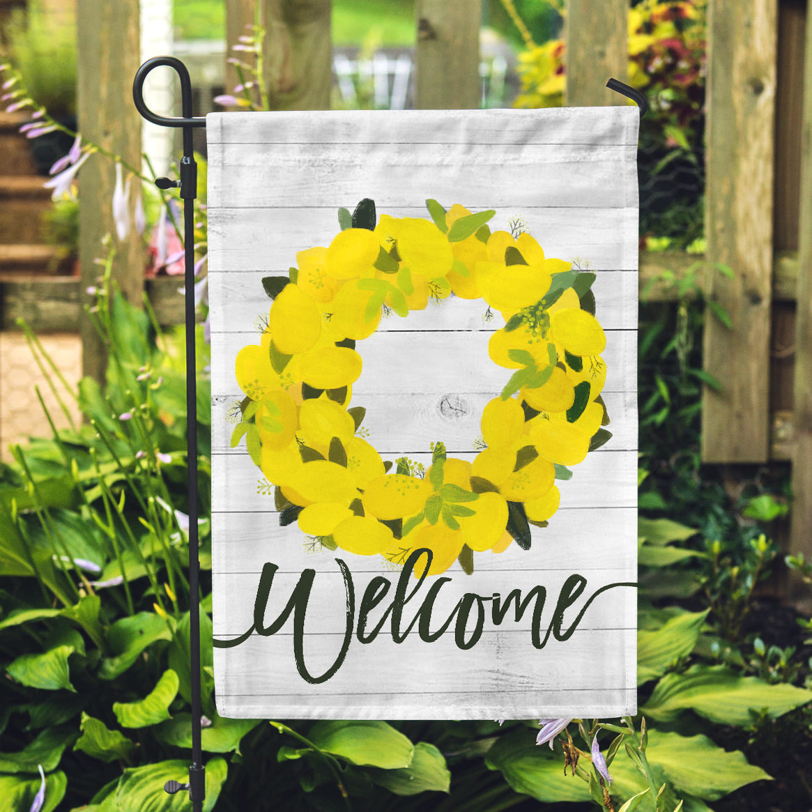 Welcome Lemon Wreath Garden Flag - Double Sided - Second East