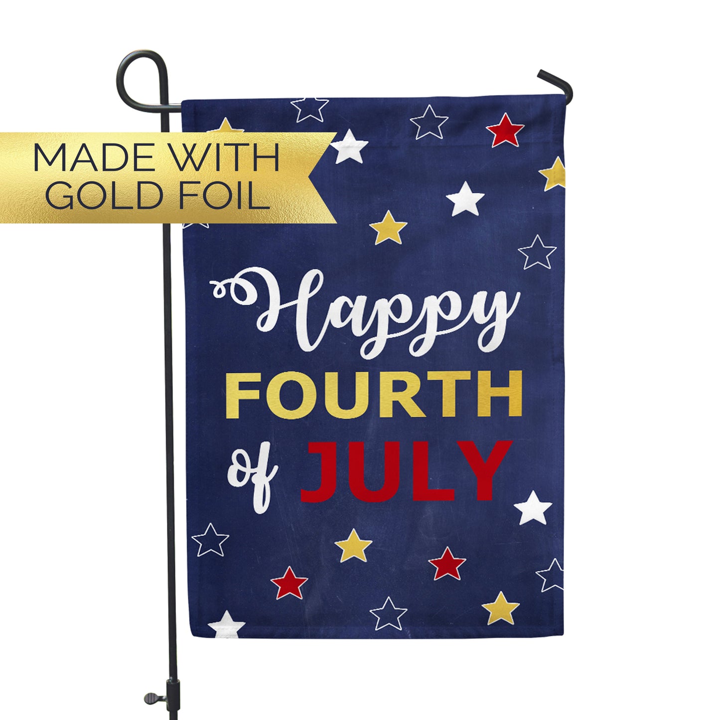 GOLD FOIL Happy Fourth Garden Flag 12" x 18" - Second East