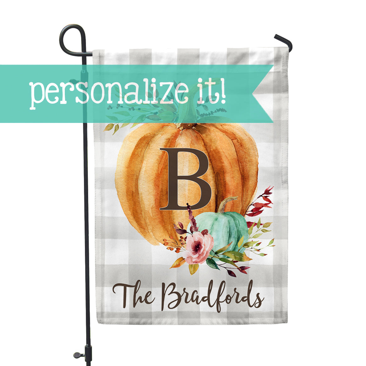 Personalized Pumpkin Fall Harvest Home + Garden Flag | Mom Seasonal Gift 12"x18" - Second East