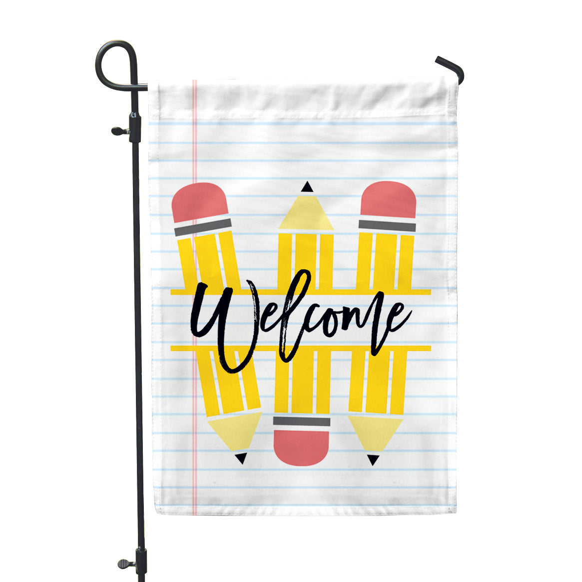 Welcome Pencils Teacher Gift Classroom School Home & Garden Flag - Second East