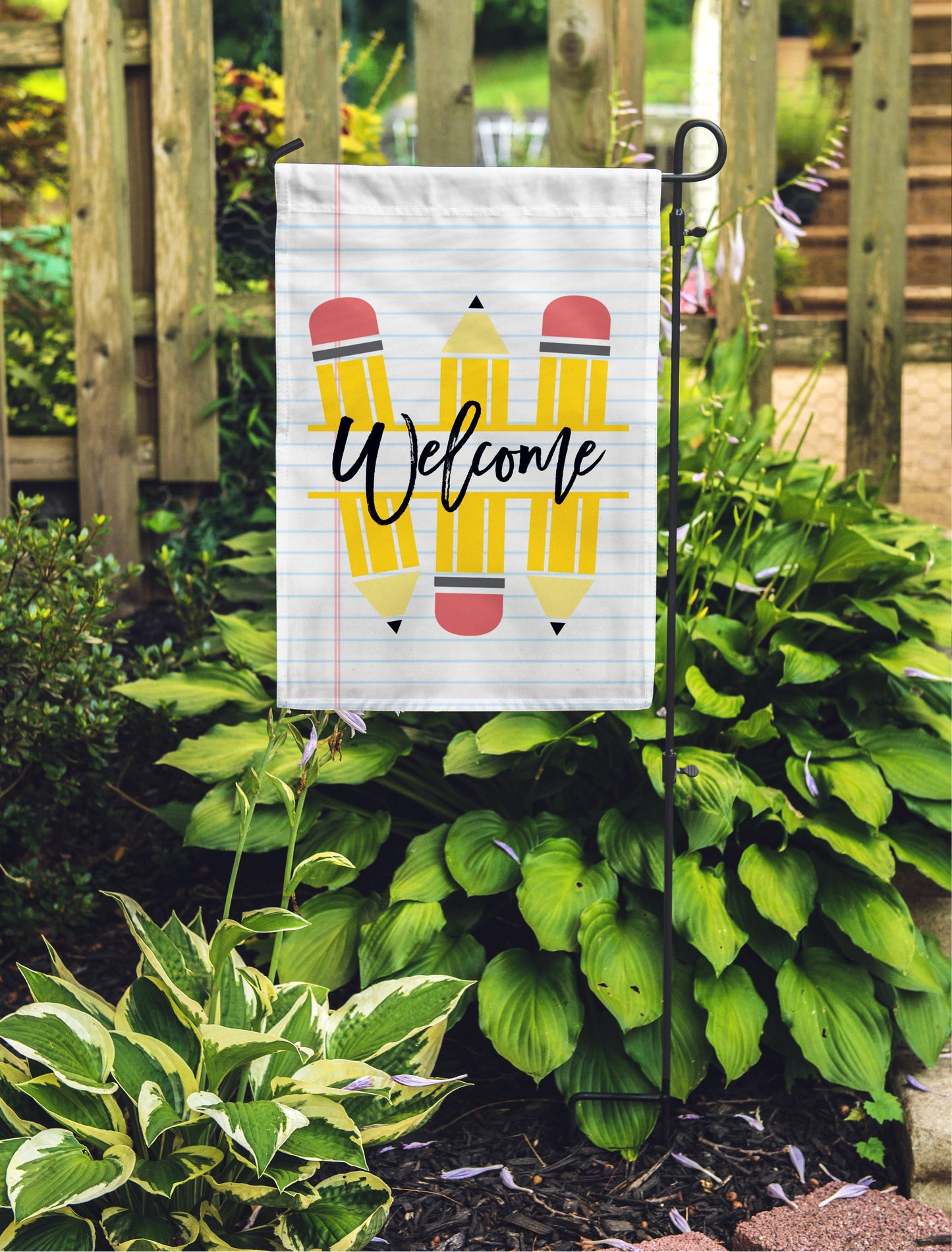 Welcome Pencils Teacher Gift Classroom School Home & Garden Flag - Second East