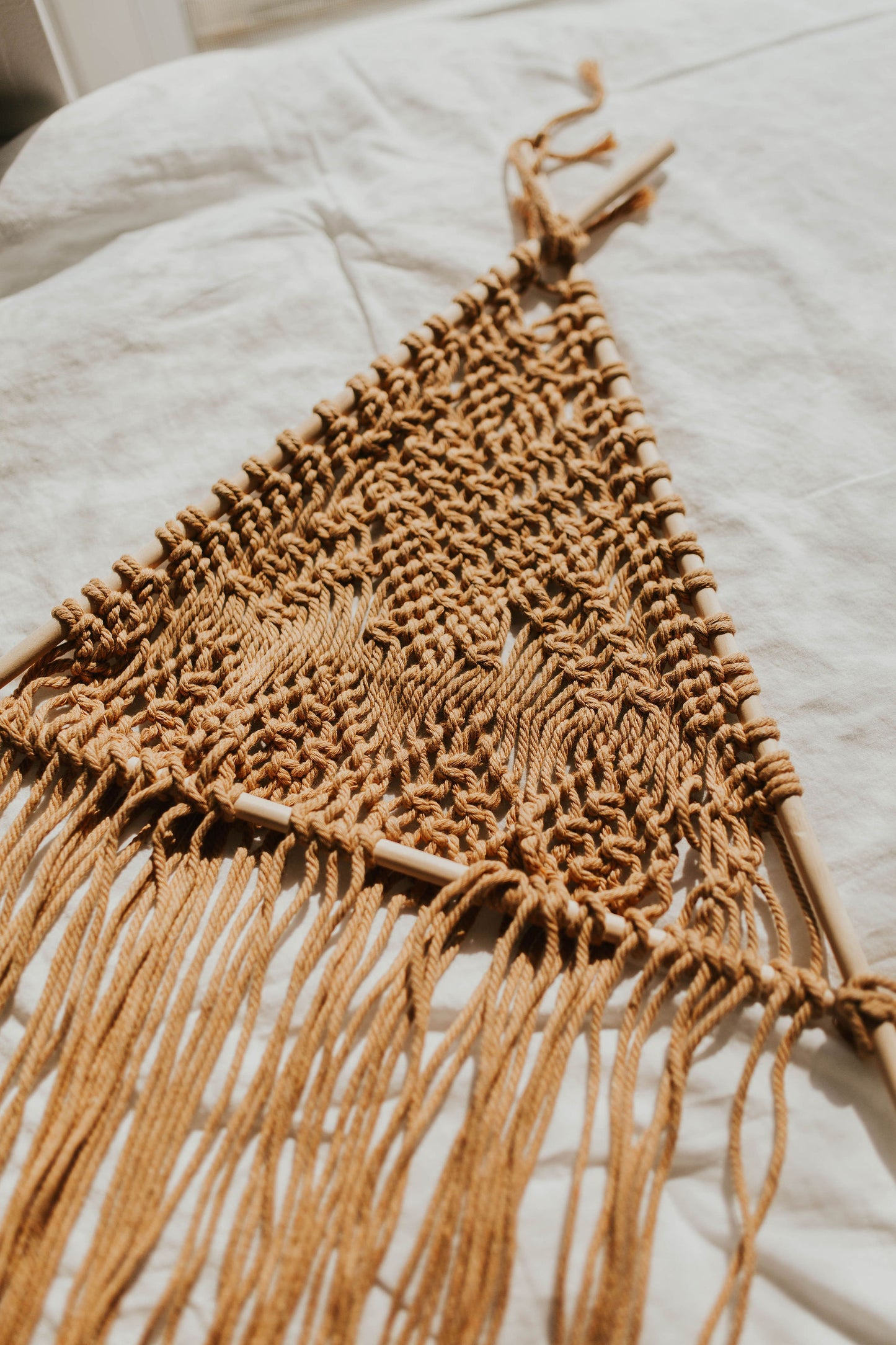 Golden Macrame Triangle Wall Hanger - Second East LLC