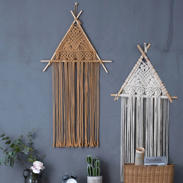 Golden Macrame Triangle Wall Hanger - Second East LLC