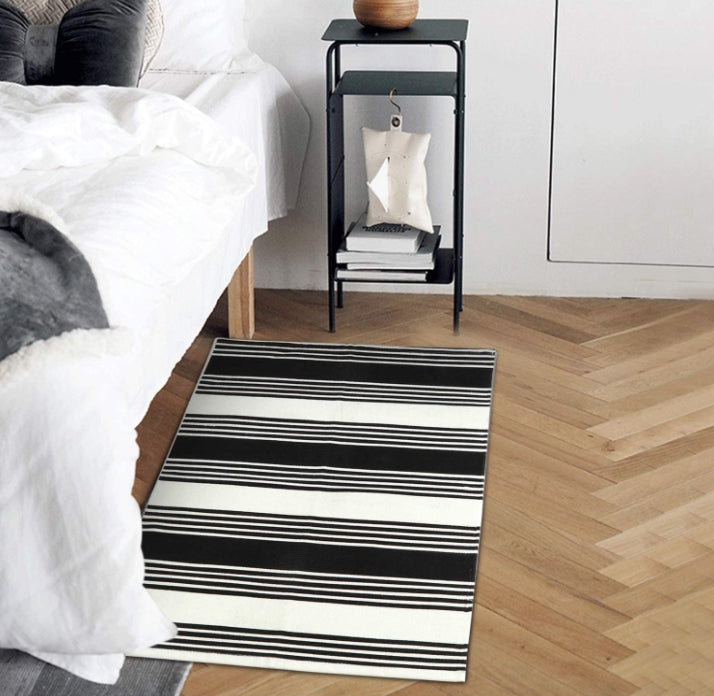 Miles Grey Stripe Rug | 24" x 50" - Second East LLC