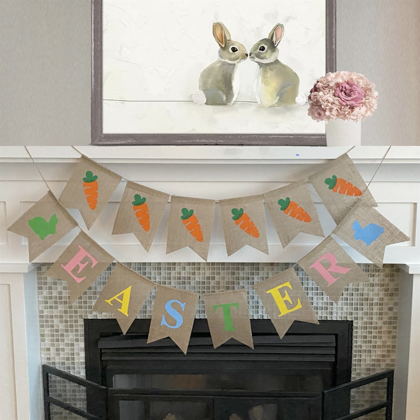 Happy Easter Burlap Banners - Set of 2 - Second East LLC