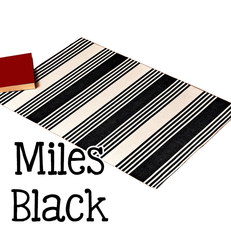 Miles Black Stripe Rug | 24" x 36" - Second East LLC