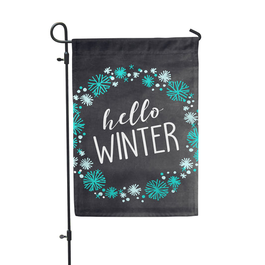 Hello Winter Chlk Garden Flag 12" x 18" - Double Sided - Second East