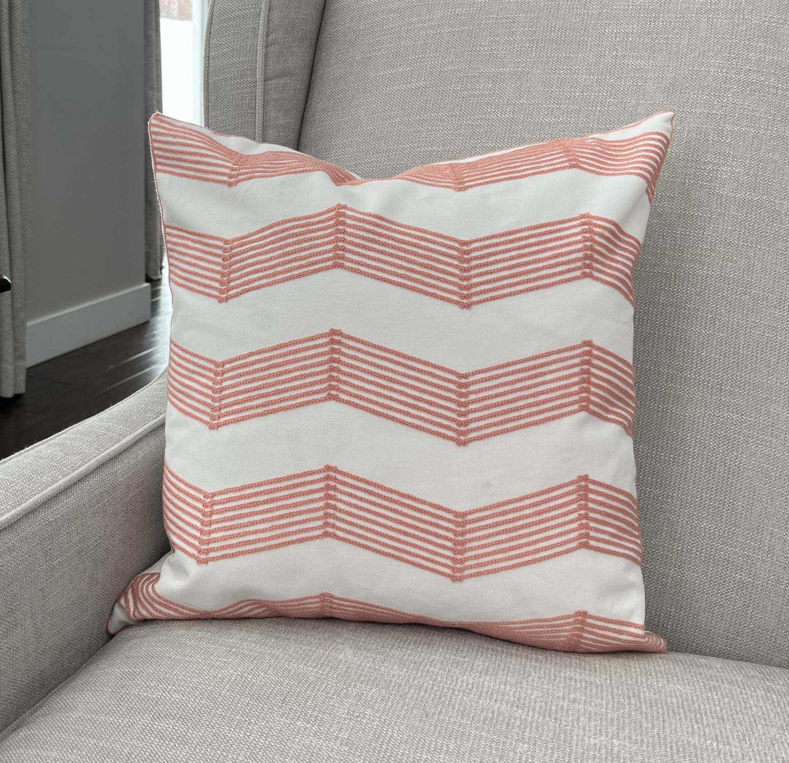 Coral Zig Zag Embroidered Pillow Covers - Second East LLC