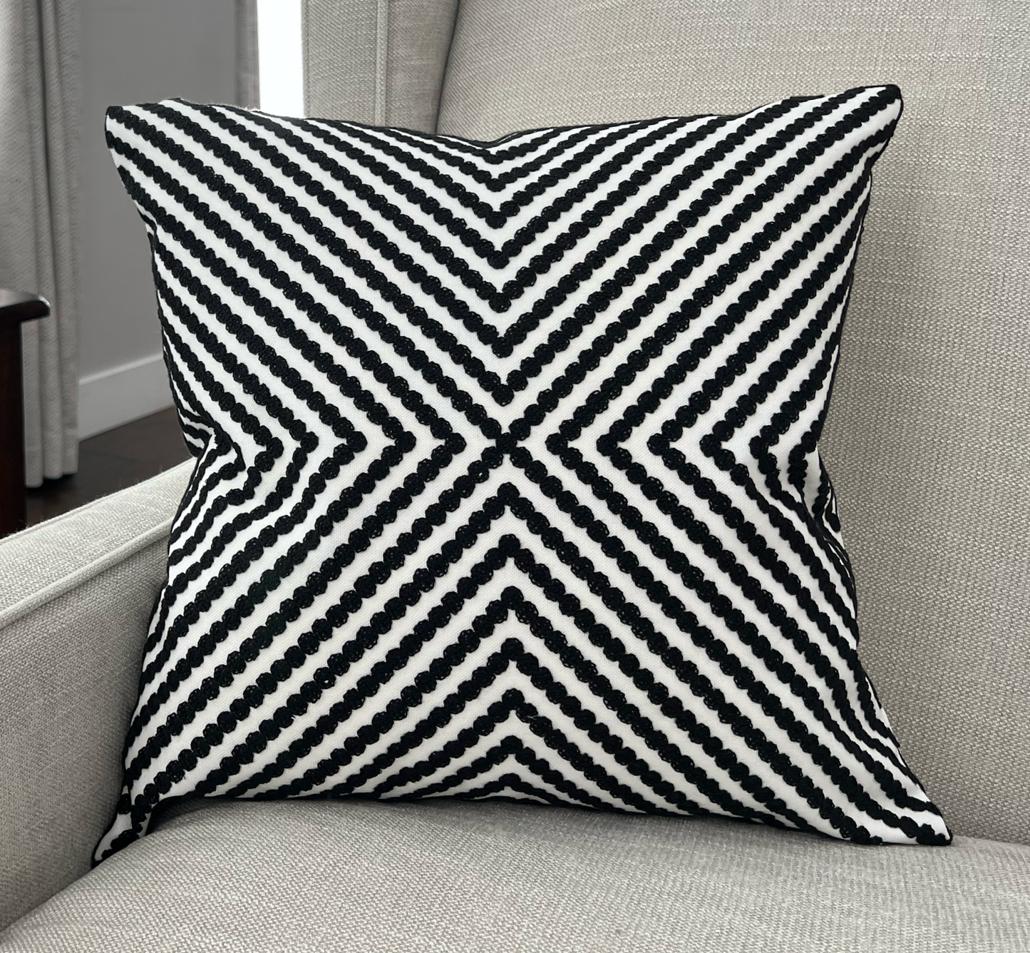 Black Geo Embroidered Pillow Covers - Second East LLC