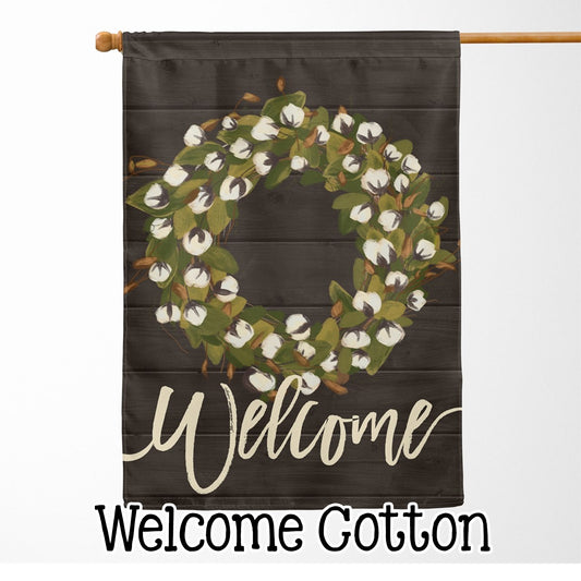 Cotton Welcome Wreath Fall House Flag 28" x 40" - Second East LLC