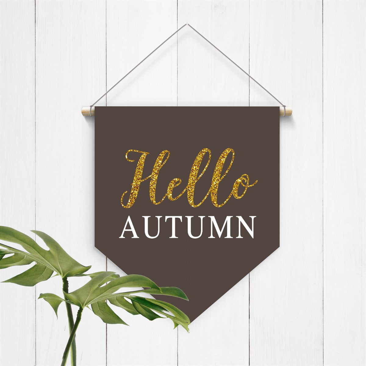 Hello Autumn Golden Felt Hanging Banner - Second East LLC