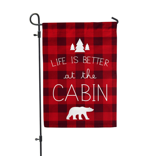 Life is Better Cabin Garden Flag 12" x 18" - Double Sided - Second East