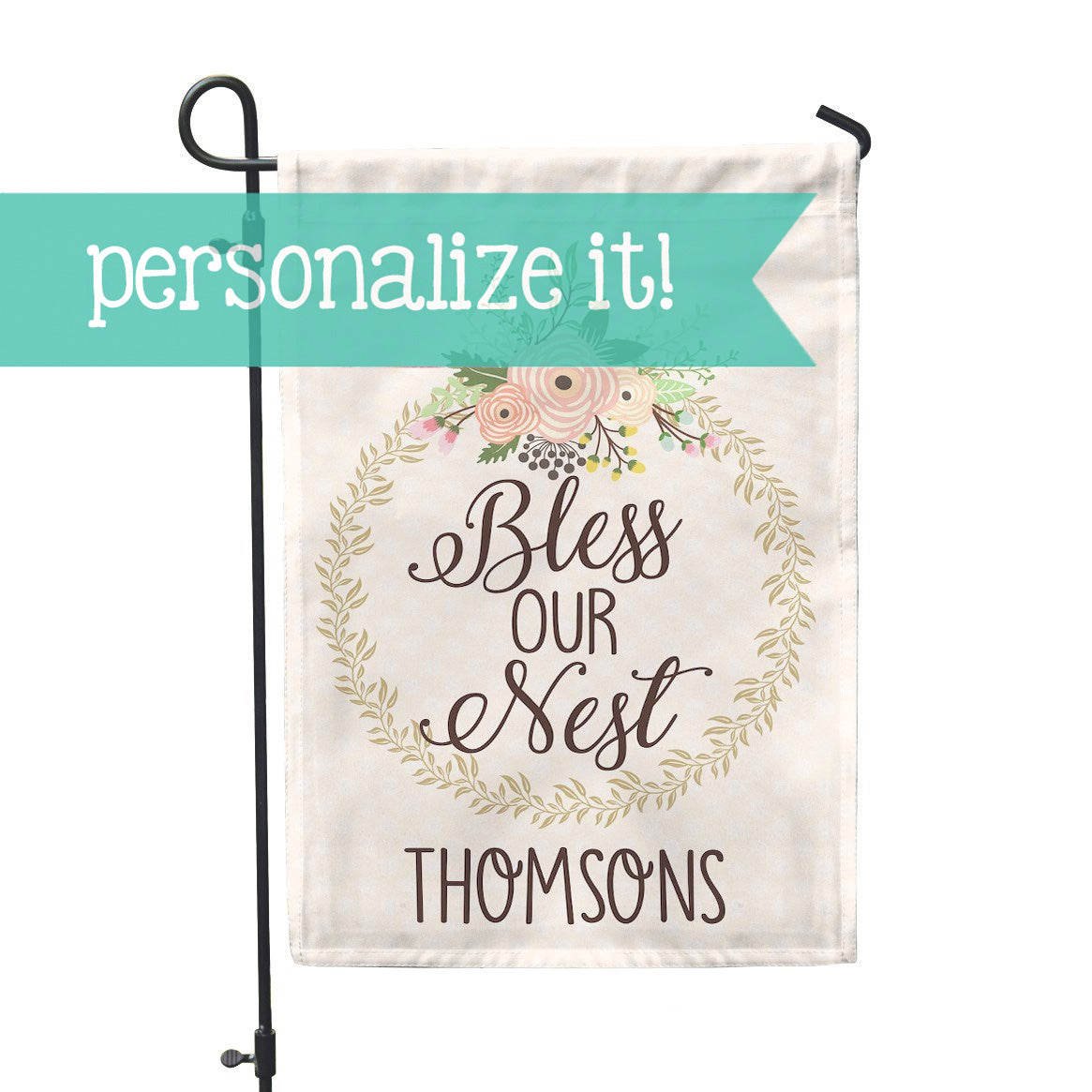 Personalized Garden Flag - Bless Our Nest Custom Flag - 12" x 18" - Second East