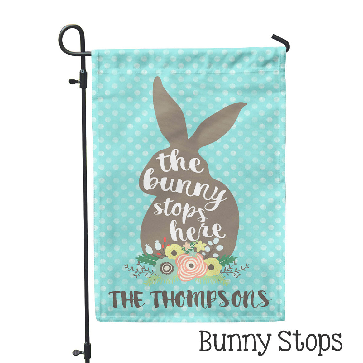 Personalized Garden Flag - Bunny Stops Custom Flag - 12" x 18" - Second East