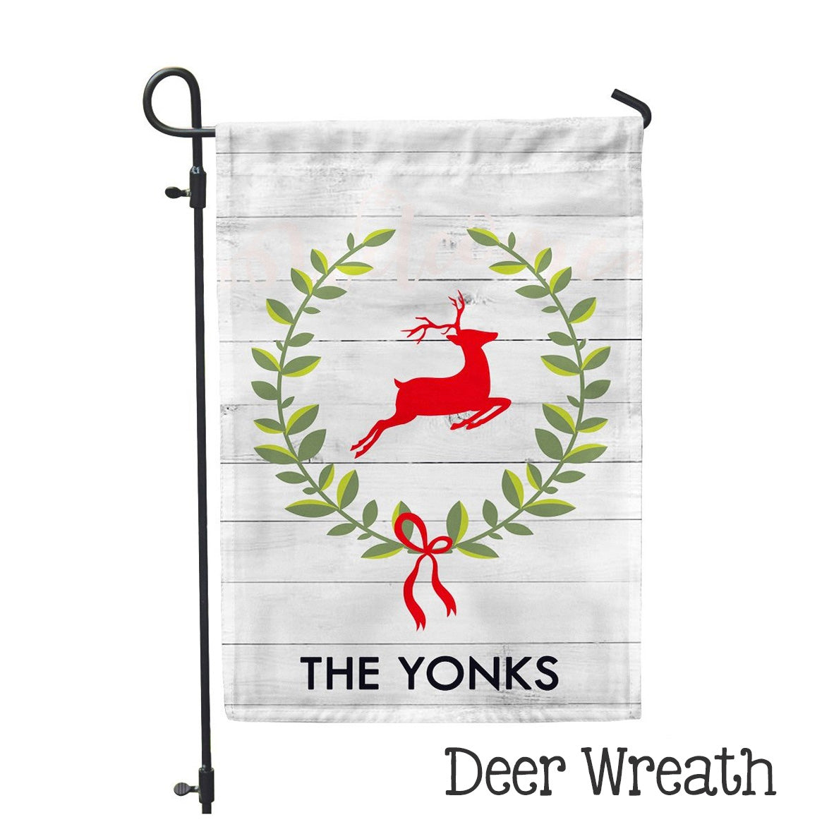 Personalized Garden Flag - Deer Wreath Custom Yard Flag - 12" x 18" - Second East