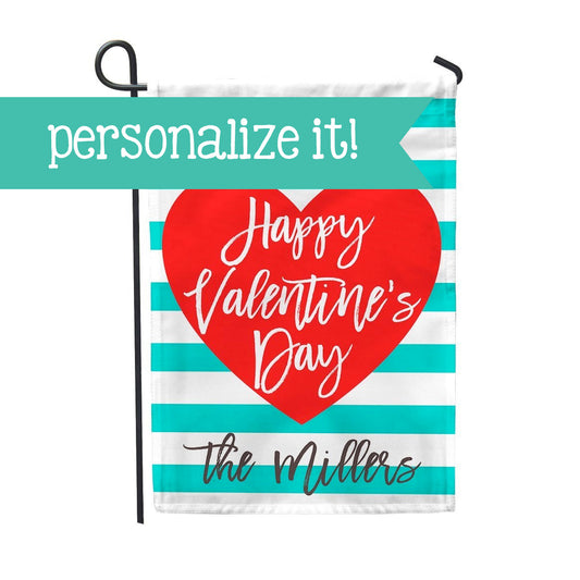 Personalized Garden Flag - Happy Valentine's Day Home Flag - 12" x 18" - Second East