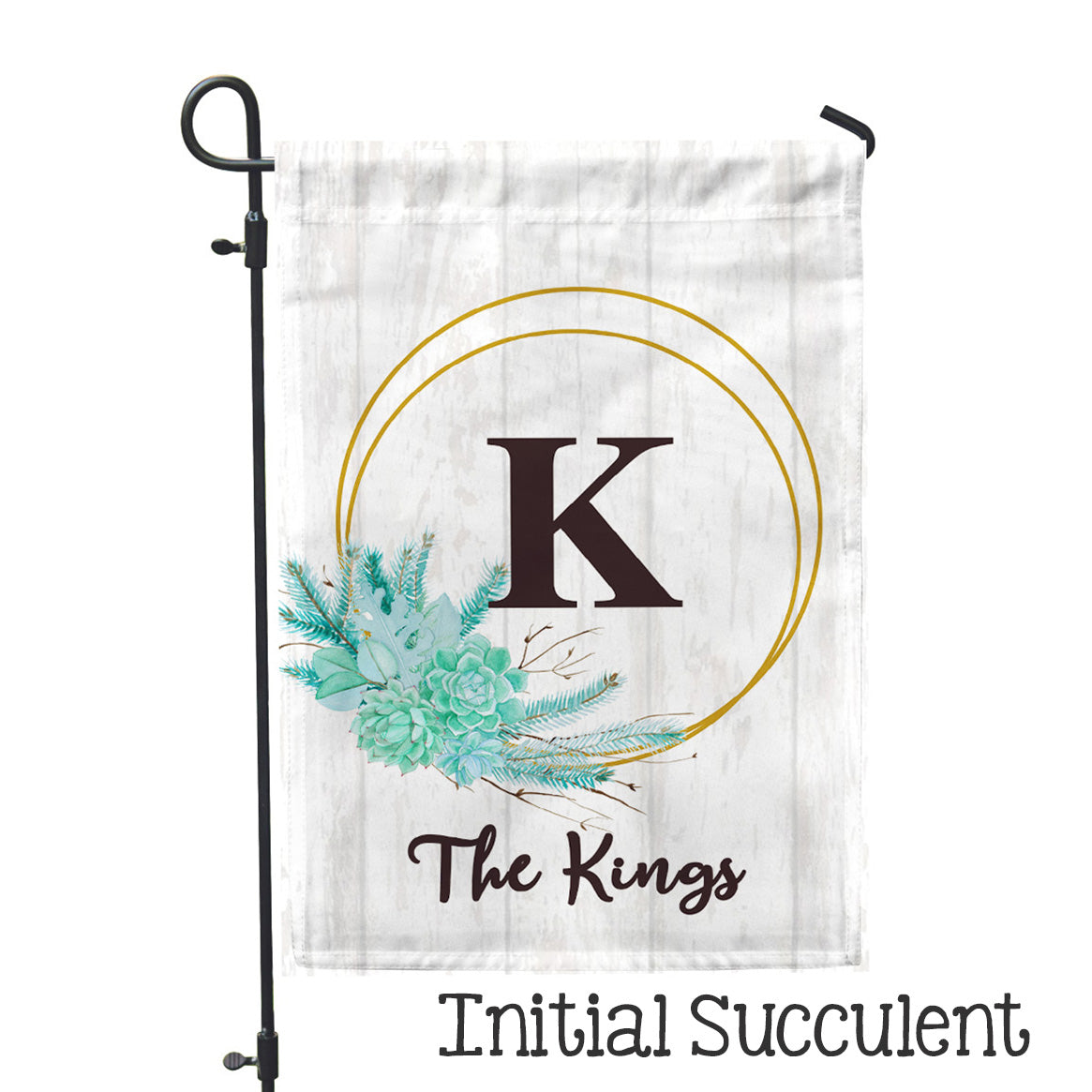 Personalized Garden Flag - Initial Succulent Custom Flag - 12" x 18" - Second East