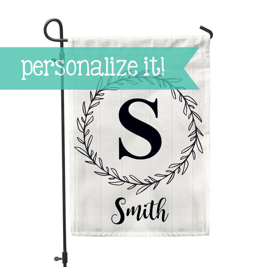 Personalized Garden Flag - Initial White Custom Flag - 12" x 18" - Second East