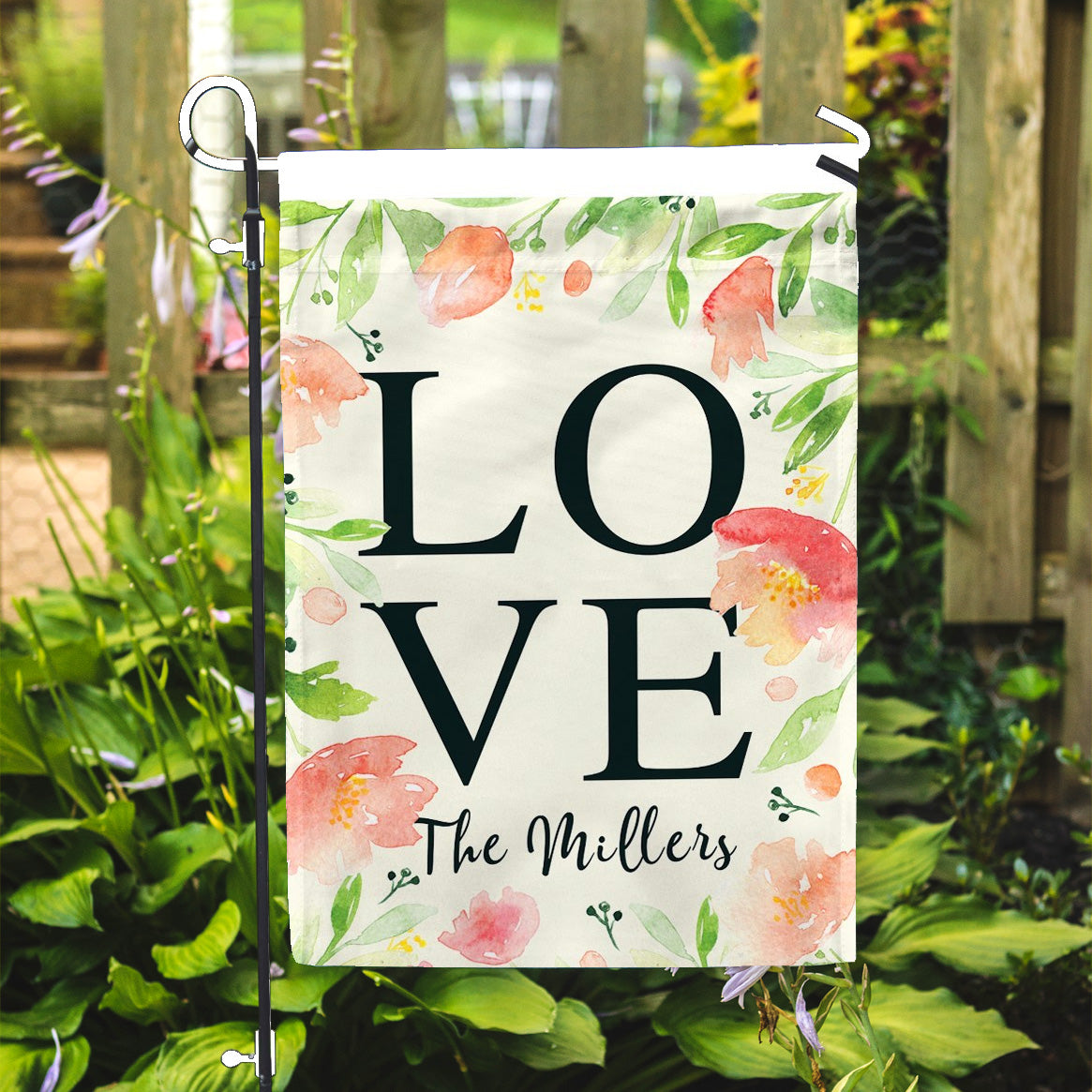 Personalized Garden Flag - Love Floral Custom Flag - 12" x 18" - Second East