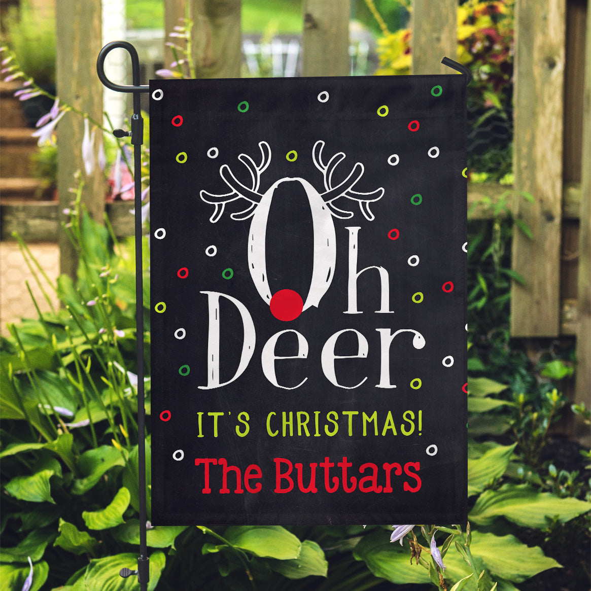 Personalized Garden Flag - Oh Deer Custom Flag - 12" x 18" - Second East