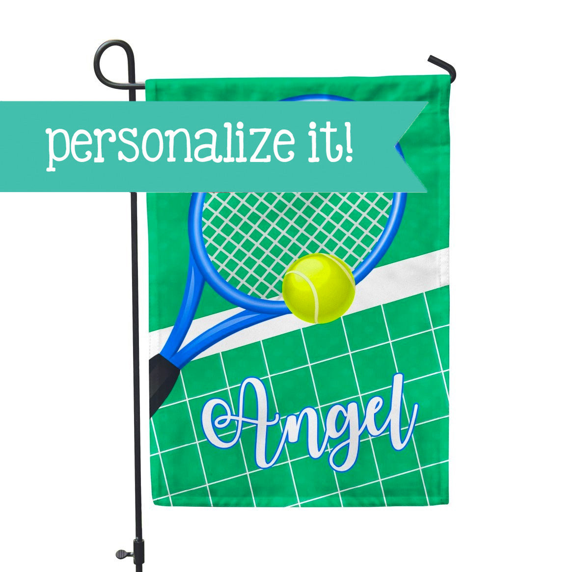 Personalized Garden Flag - Tennis Racket Sports Team Custom Yard Flag - 12" x 18" - Second East