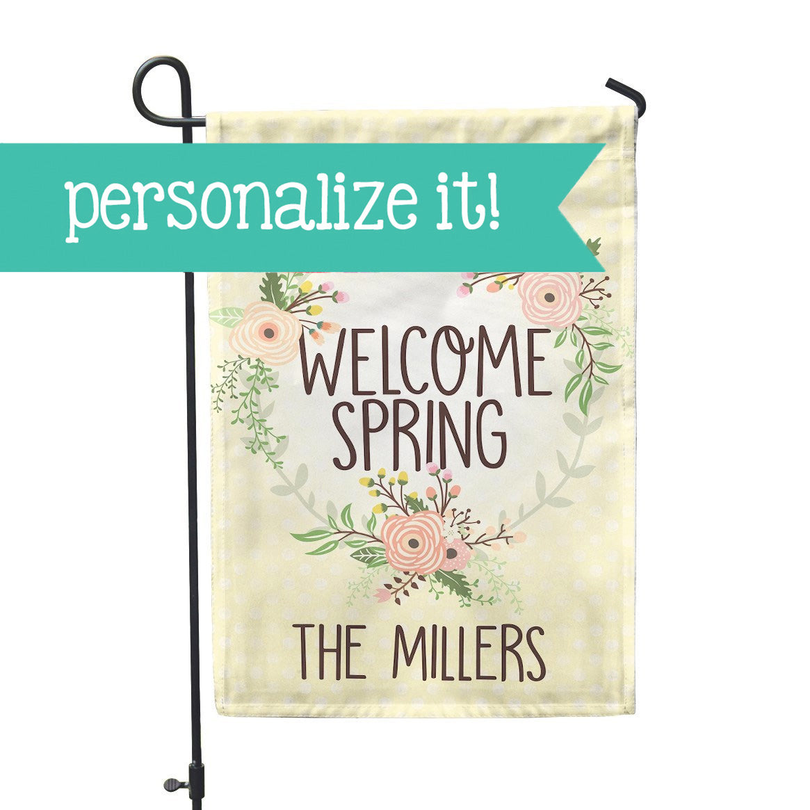 Personalized Garden Flag - Welcome Spring Custom Home Flag - 12" x 18" - Second East