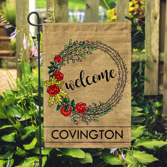 Personalized Garden Flag - Welcome Rustic Custom Yard Flag - 12" x 18" - Second East