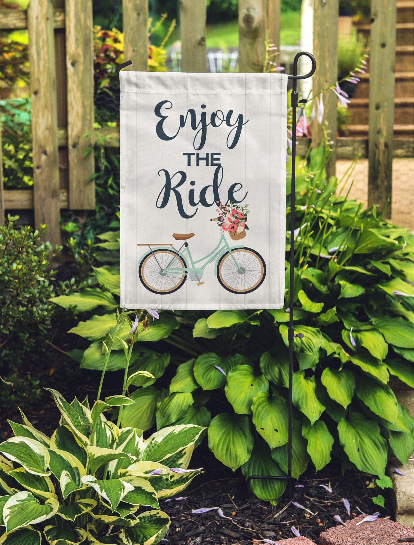 Welcome Enjoy the Ride Bike Floral Mom Gift Home & Garden Flag 12"x18" - Second East