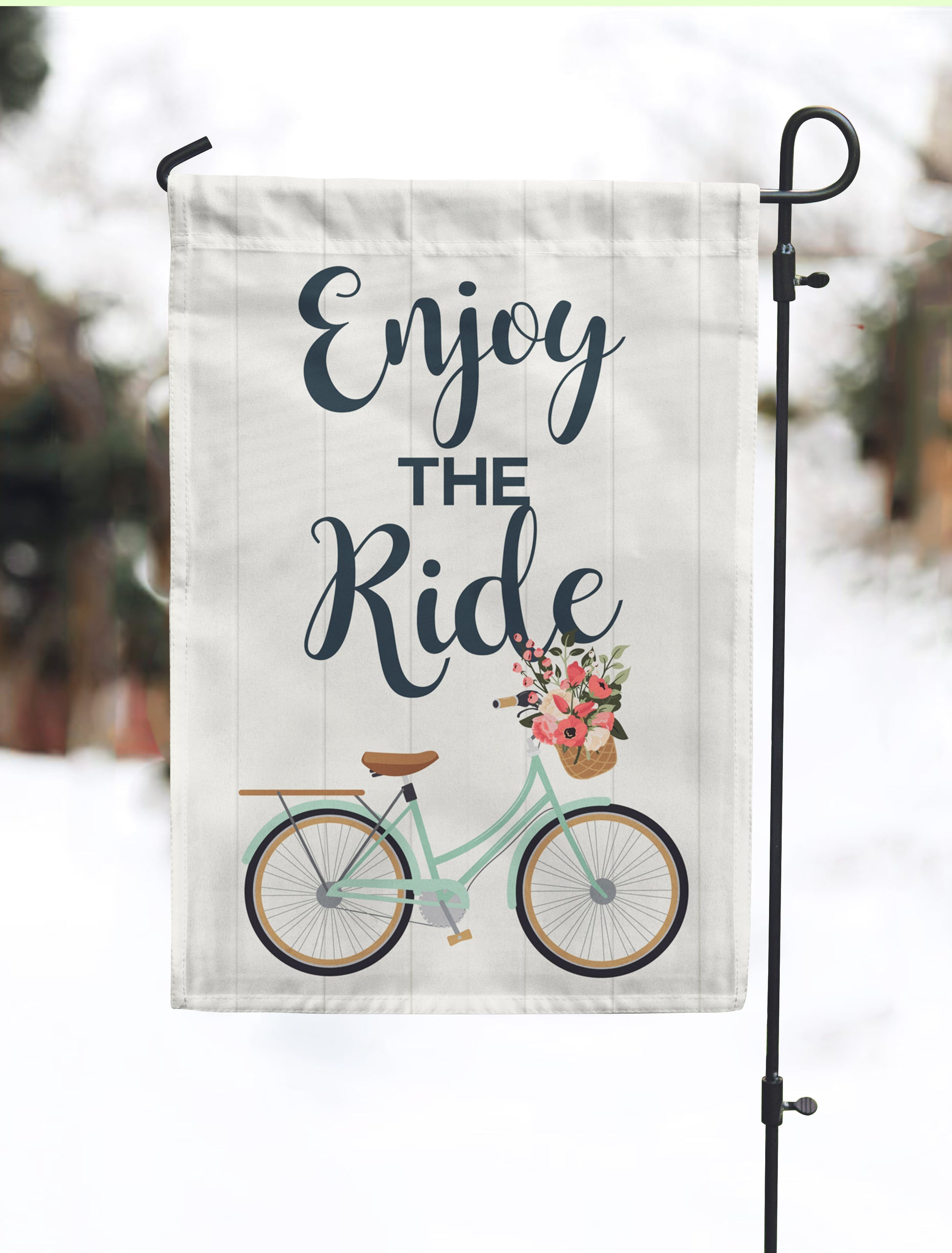Welcome Enjoy the Ride Bike Floral Mom Gift Home & Garden Flag 12"x18" - Second East