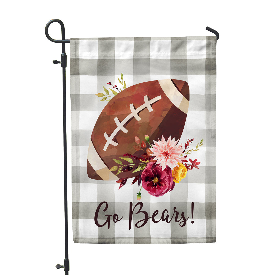 Personalized Plaid Football Home + Garden Flag - Second East