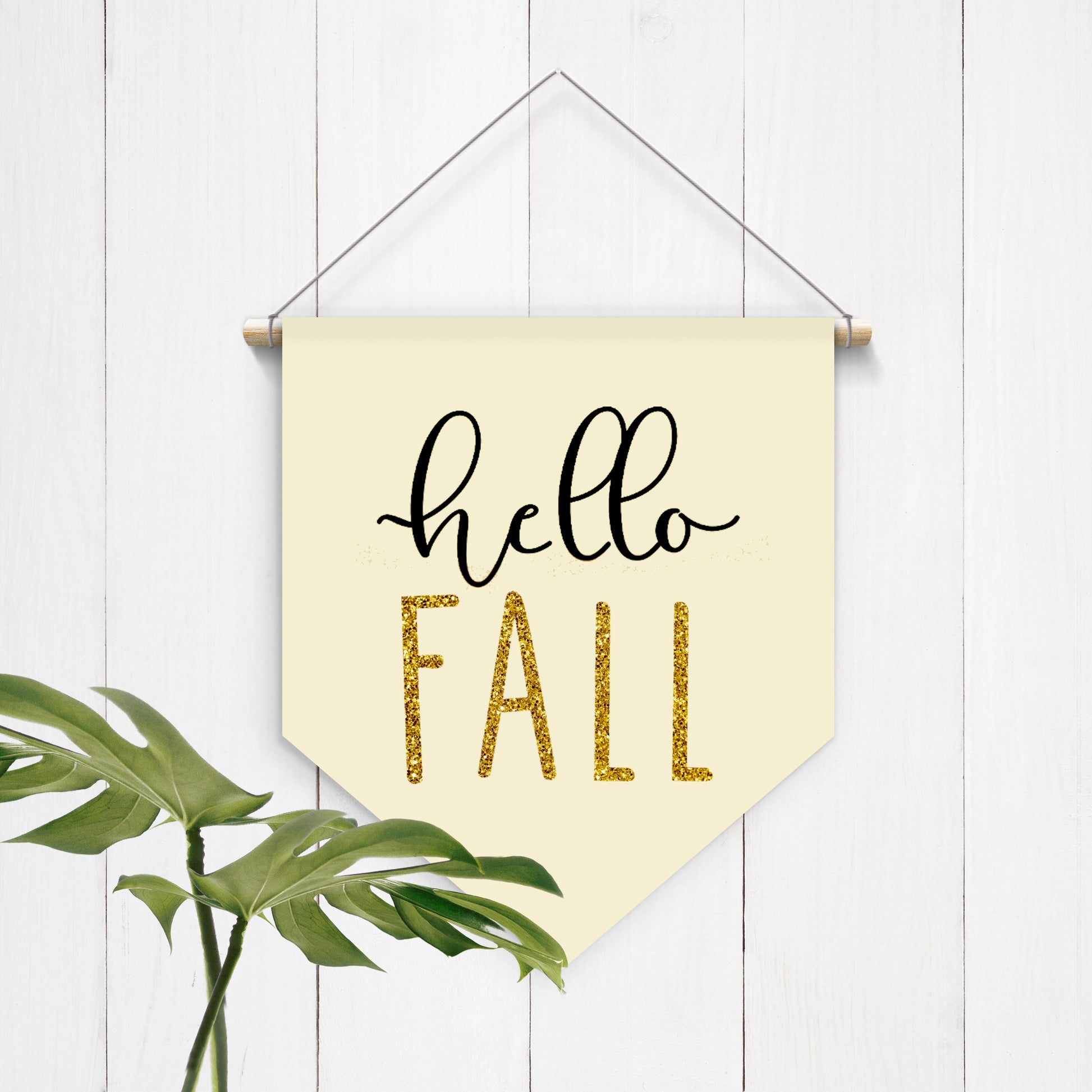 Hello Fall Golden Felt Hanging Banner - Second East