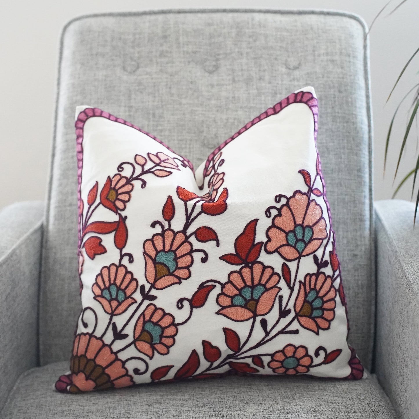 Embroidered Pillow Cover - Blossom - Second East LLC