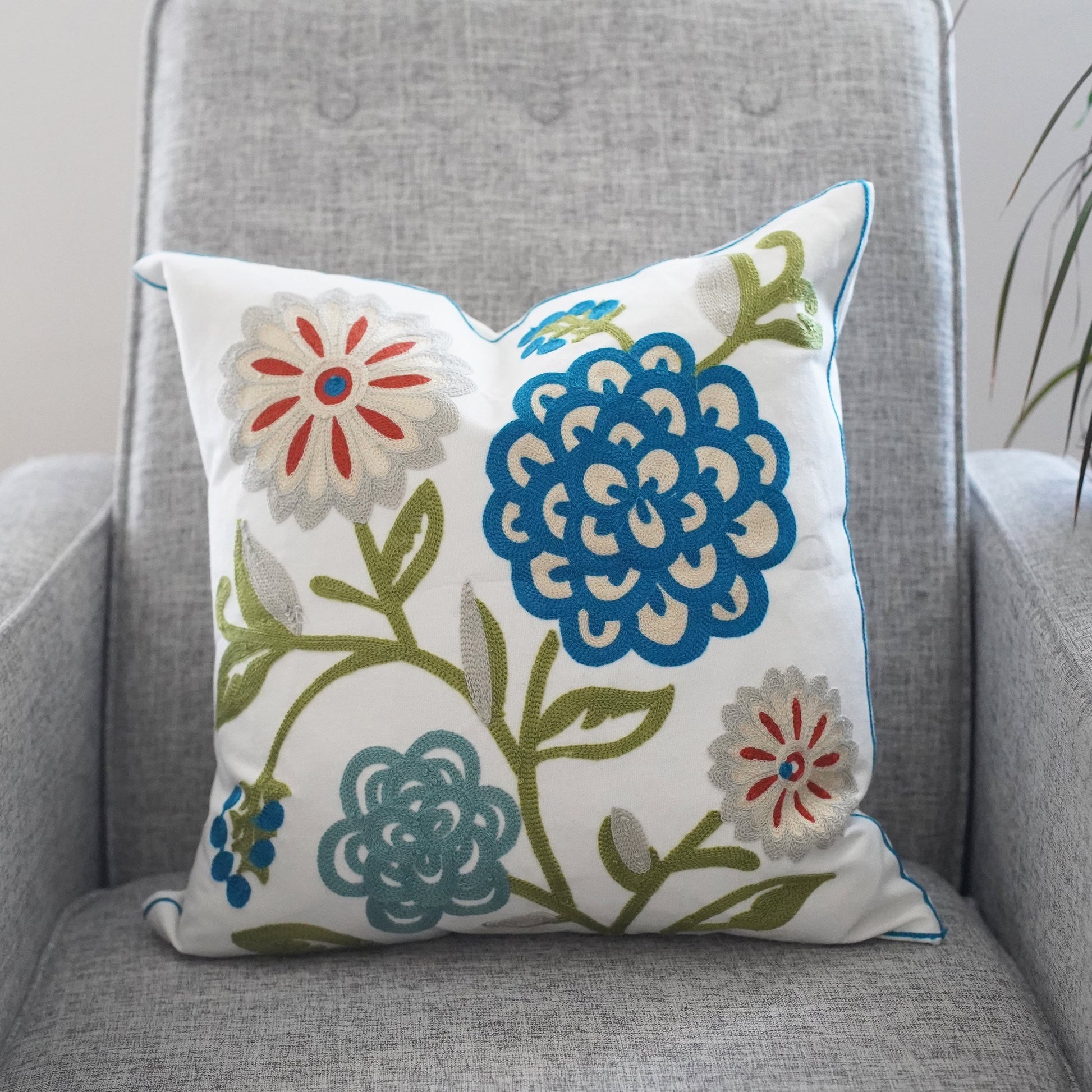 Embroidered Pillow Cover - Bloom - Second East LLC