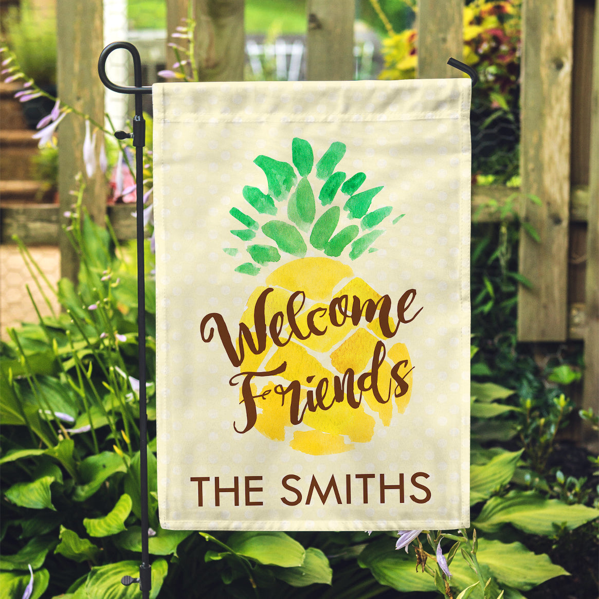 Personalized Garden Flag - Welcome Friends Pineapple Custom Yard Flag - 12" x 18" - Second East