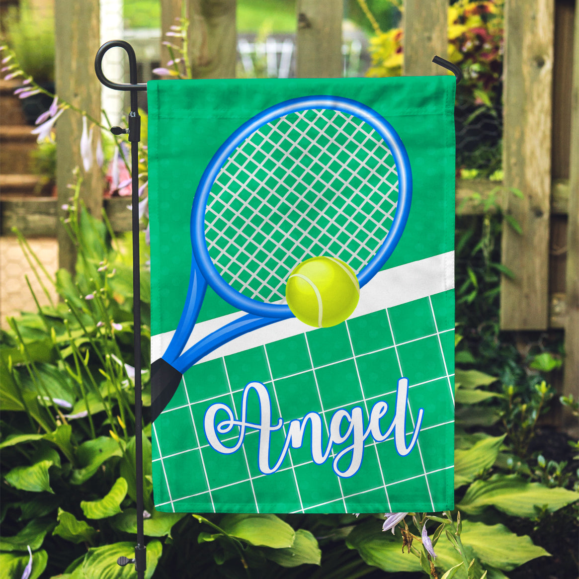 Personalized Garden Flag - Tennis Racket Sports Team Custom Yard Flag - 12" x 18" - Second East