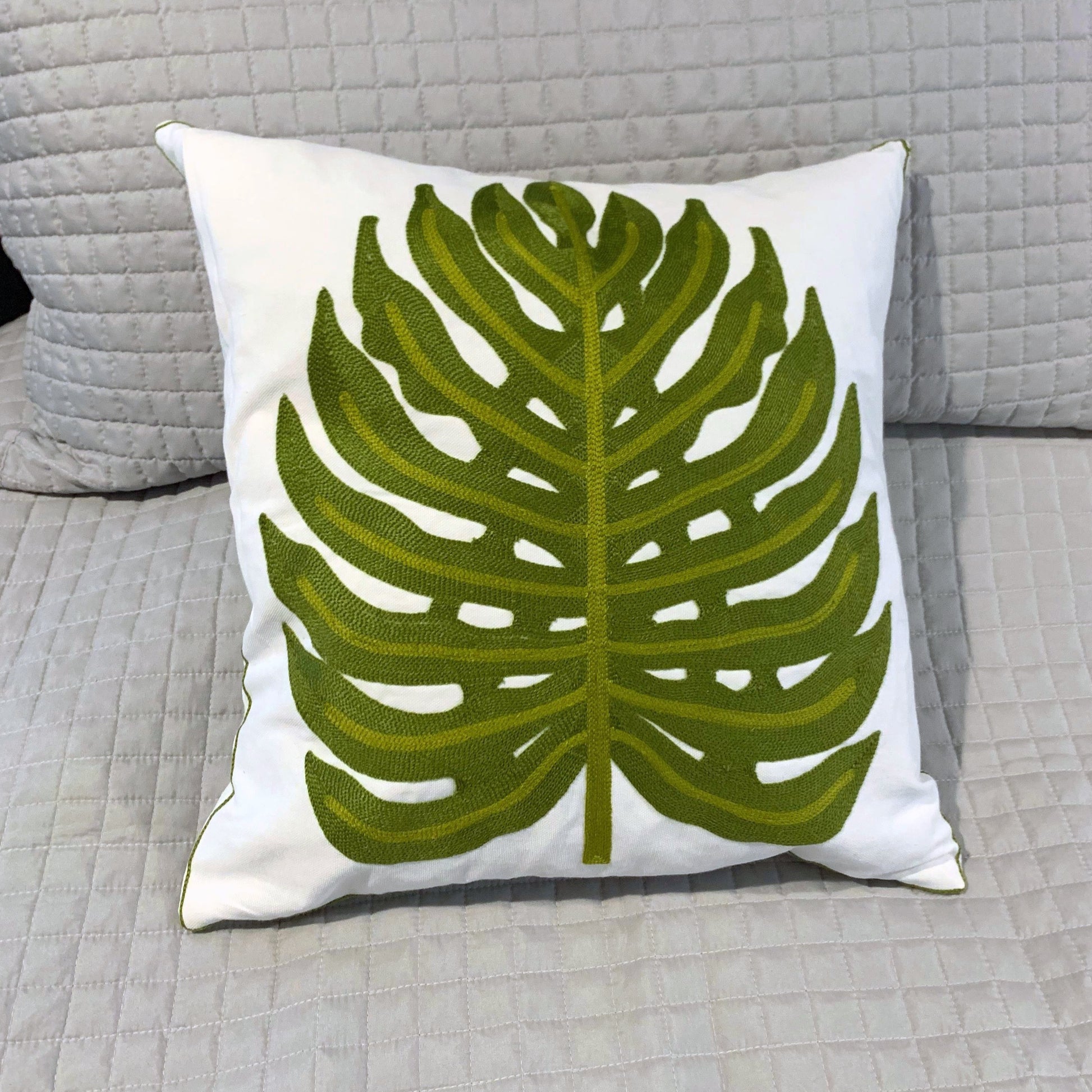 Embroidered Pillow Cover - Palm - Second East LLC