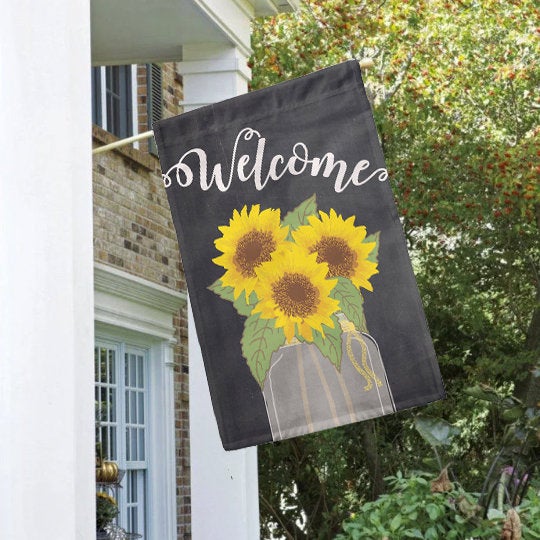 Welcome Sunflower Floral Fall House Flag 28" x 40" - Second East